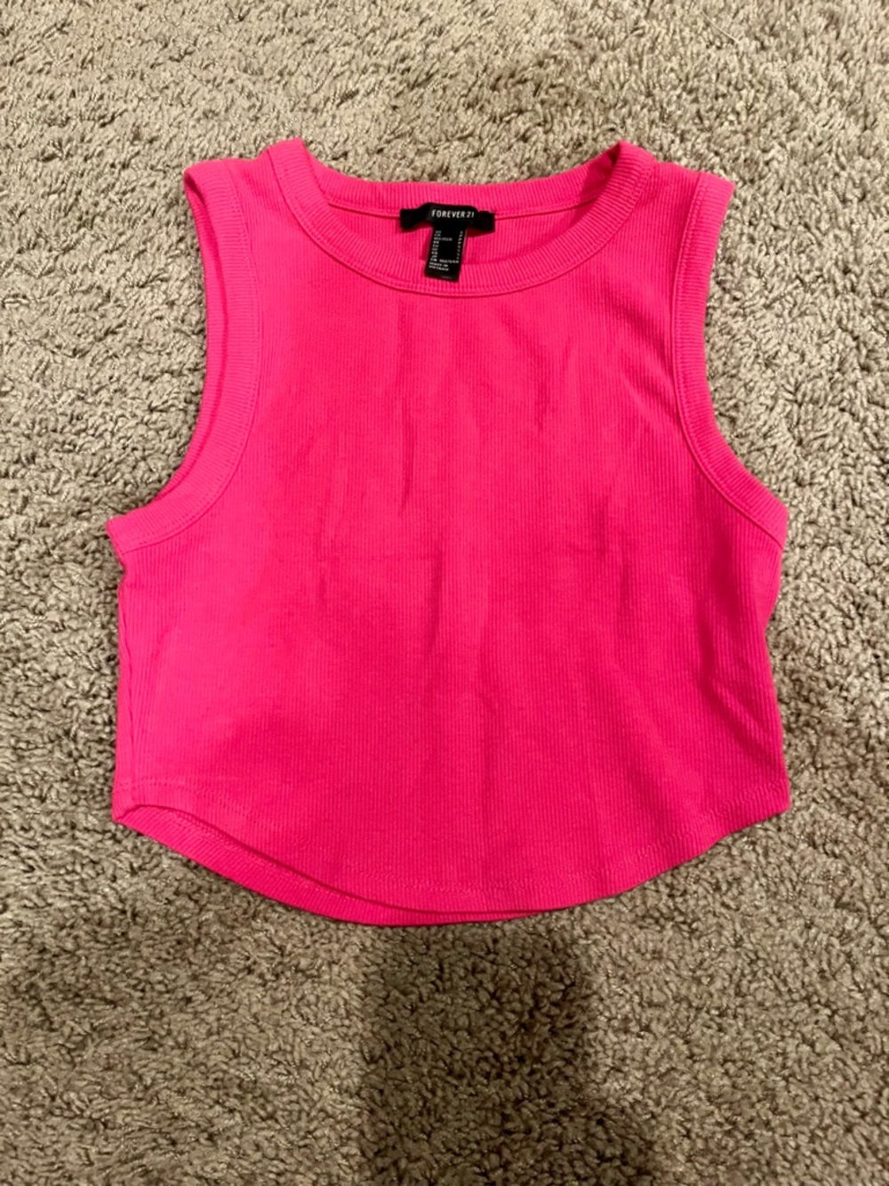 Forever 21 Neon Pink Ribbed Cropped Tank